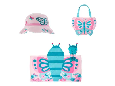 Butterfly Kids' Beach Towel, Tote, & Bucket Hat Set