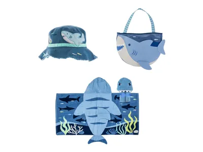 Shark Kids' Beach Towel, Tote, & Bucket Hat Set