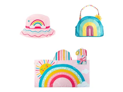 Rainbow Kids' Beach Towel, Tote, & Bucket Hat Set