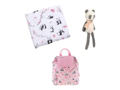 Panda Backpack, Blanket, & Plush Doll Gift Set