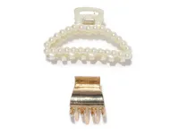 Imitation Pearl & Goldtone Claw Clip - 2 Pack