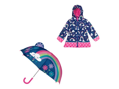 Rainbow Kids' Raincoat & Umbrella Set