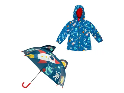 Space Kids' 3T Raincoat & Umbrella Set