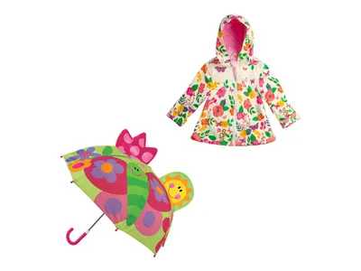 Butterfly Kids' Raincoat & Umbrella Set
