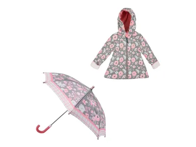 Flower Kids' Raincoat & Umbrella Set