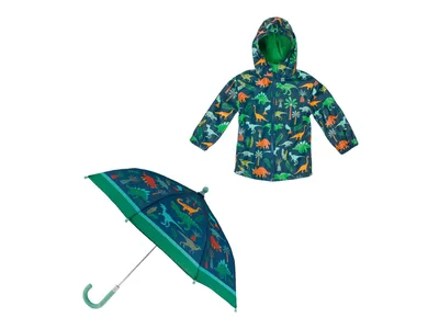 Dinosaur Kids' Raincoat & Umbrella Set
