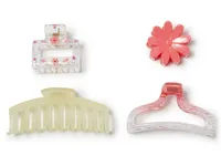 Floral Frosted Hair Clip Set - 4 Pack