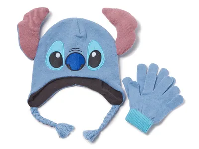 Stitch Earflap Kids' Beanie & Gloves Set
