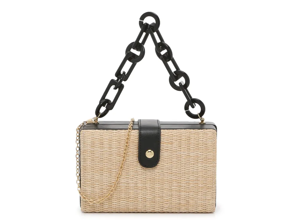 Woven Straw Crossbody with Chain Link Handle