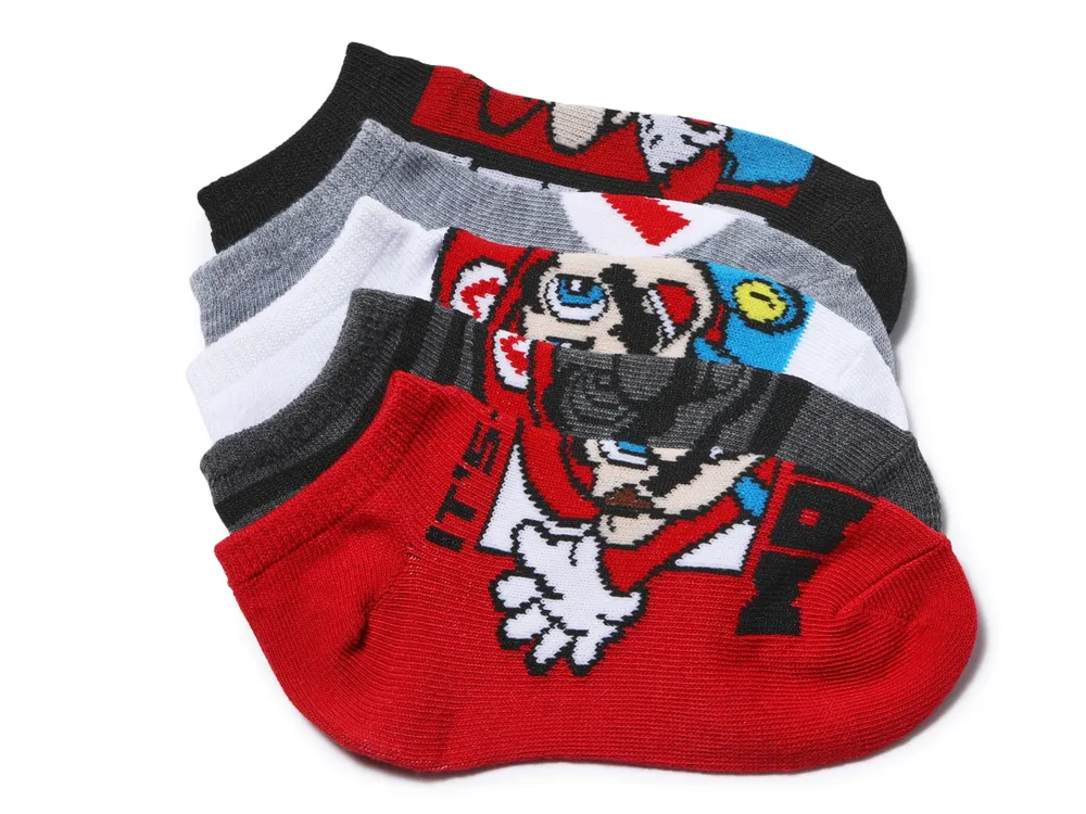 Mario Kids' No Show Socks - 5 Pack