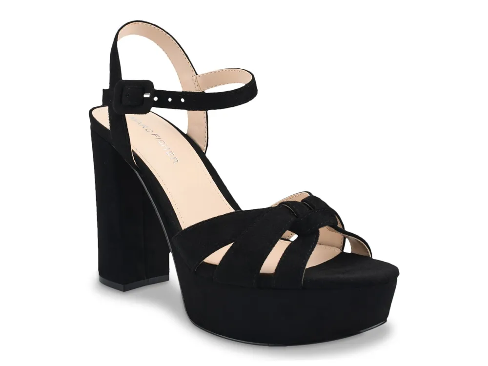 Petite Jolie Crisscross Ankle Strap Buckled Platform Sandals - Black