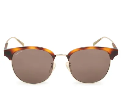 Rounded Patterned Browline Sunglasses