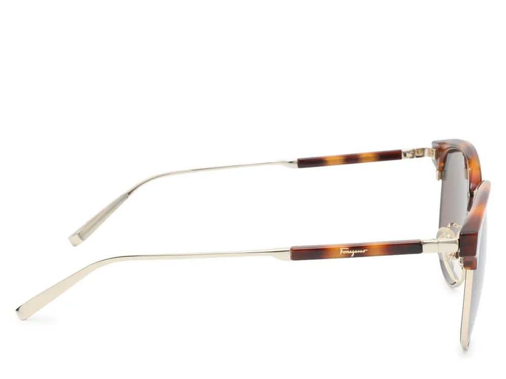 Rounded Patterned Browline Sunglasses