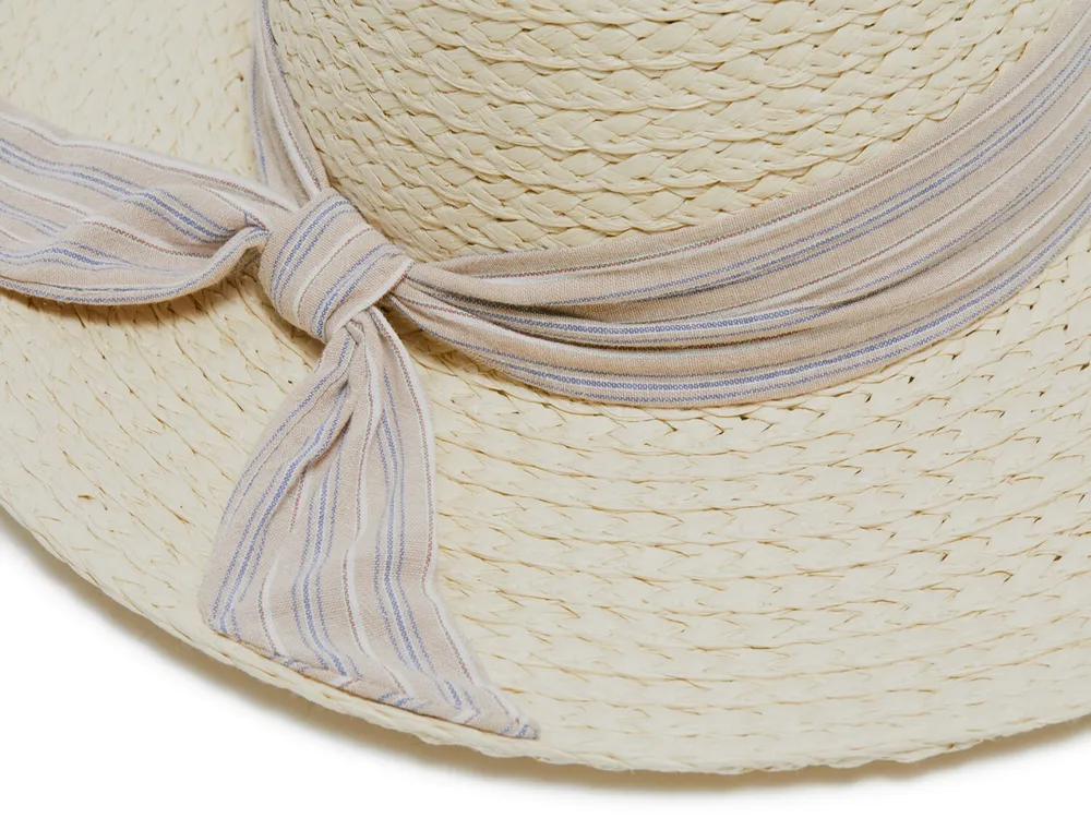 Striped Ribbon Panama Hat
