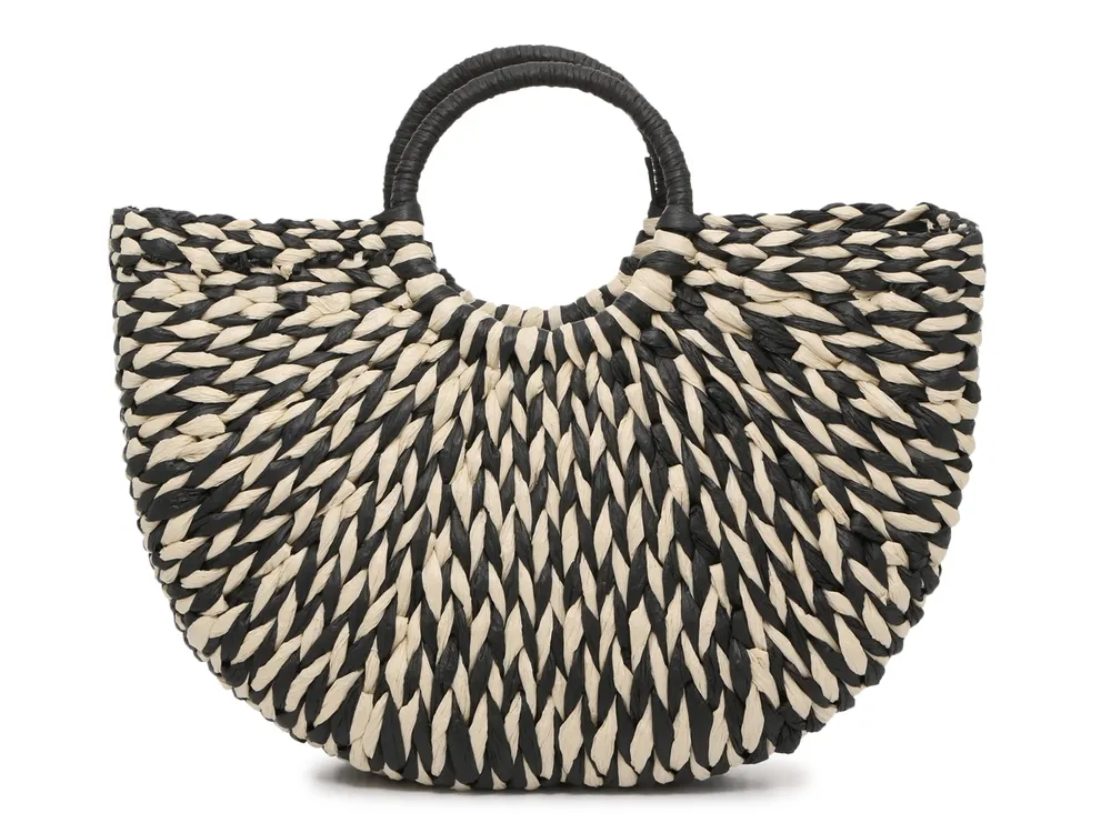 Two-Tone Straw Ring Tote