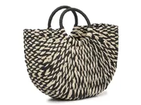 Two-Tone Straw Ring Tote