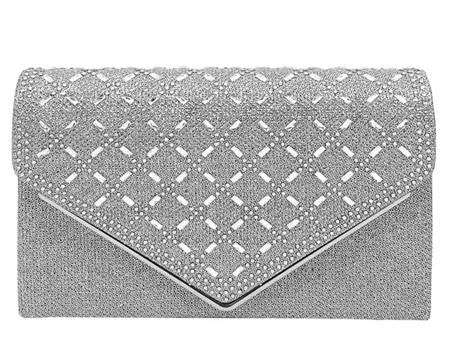 La Regale Glitter Flap Clutch - Women's - Silver Metallic