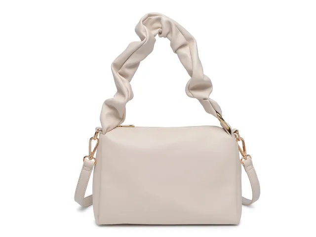 ASOS DESIGN puffed quilted shoulder bag in white with chunky chain