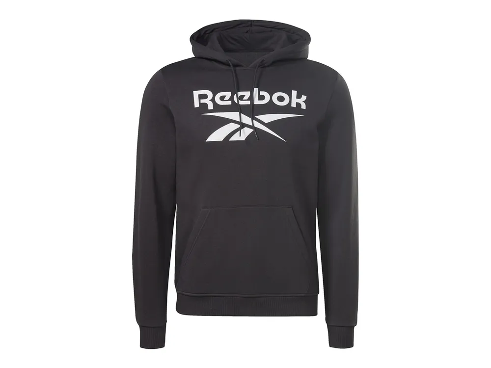 Reebok Identity Fleece Stacked Logo Pullover Hoodie Mens Xl White