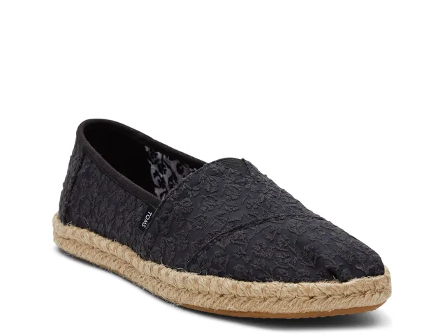 TOMS alpargata floral espadrille flat shoes in black