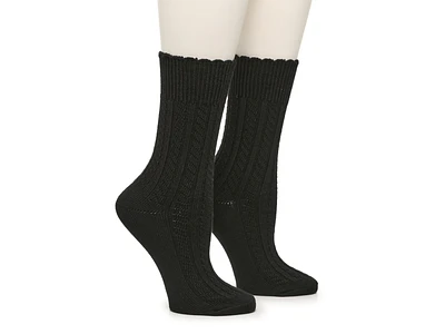 Super Soft Cable-Knit Crew Socks - 2 Pack