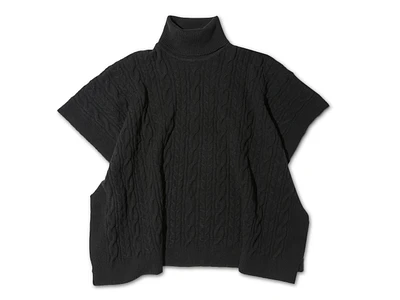 Cable-Knit Turtleneck Poncho