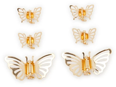 Mini Butterfly Hair Clips Set - 6 Pack