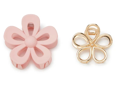 Flower Outline Hair Clips - 2 Pack