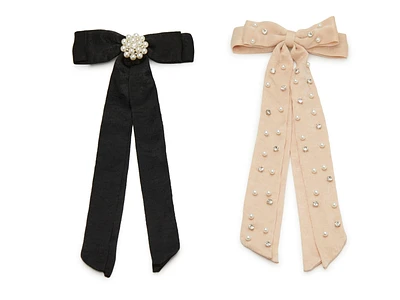 Embellished Bow Hair Clips - 2 Pack