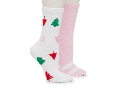 Mini Trees & Stripes Crew Socks - 2 Pack