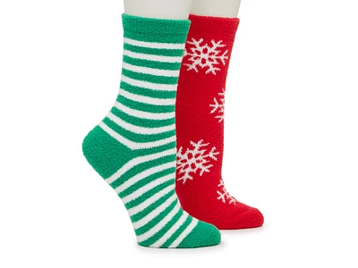 Snowflakes & Stripes Crew Socks - 2 Pack