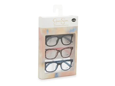 Square Tortoise Reading Glasses +2.0 - 3 Pack