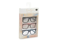 Square Tortoise Reading Glasses +2.0 - 3 Pack