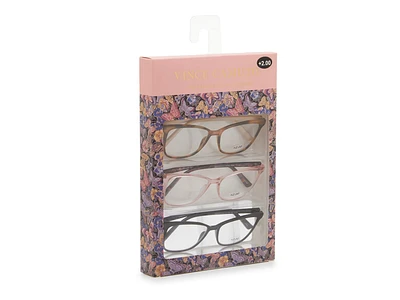 Square Oversized Reading Glasses +2.0 - 3 Pack