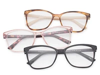 Square Oversized Reading Glasses +2.0 - 3 Pack