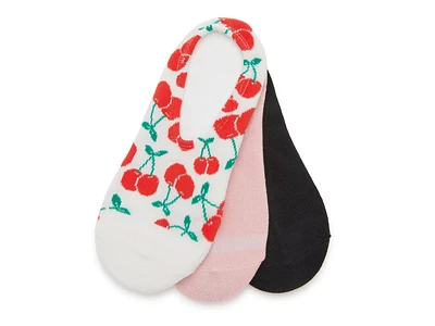 Cherry Women's No Show Socks - 3 Pack
