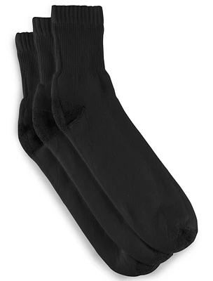 Continuous Comfort 3-pk Quarter Crew Socks