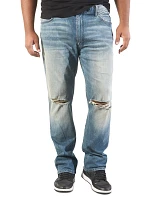 Slit-Knee Straight-Leg Jeans