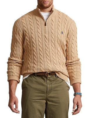 Cable Knit Cotton 1/4-Zip Sweater