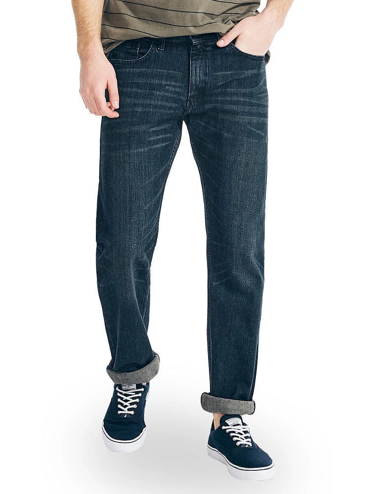 Relaxed Straight Fit Stretch Denim Jeans