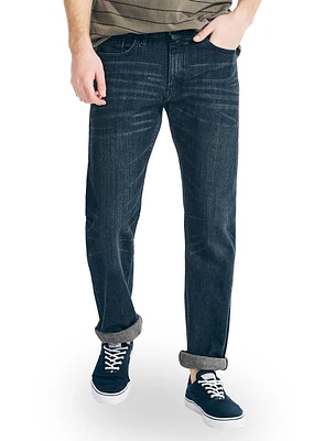 Relaxed Straight Fit Stretch Denim Jeans