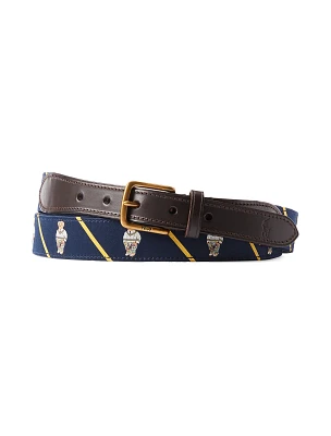 Leather Ribbon-Trim Belt