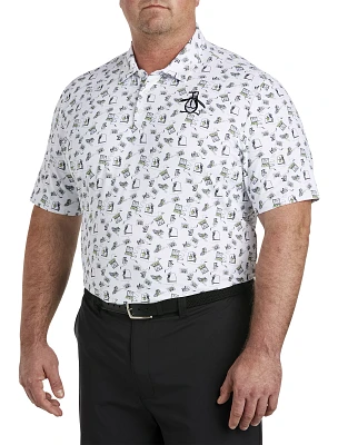 Retro Arcade Printed Golf Polo Shirt