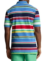 Striped Mesh Polo Shirt