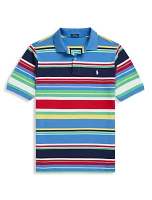 Striped Mesh Polo Shirt