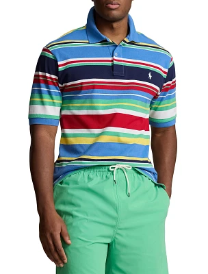 Striped Mesh Polo Shirt