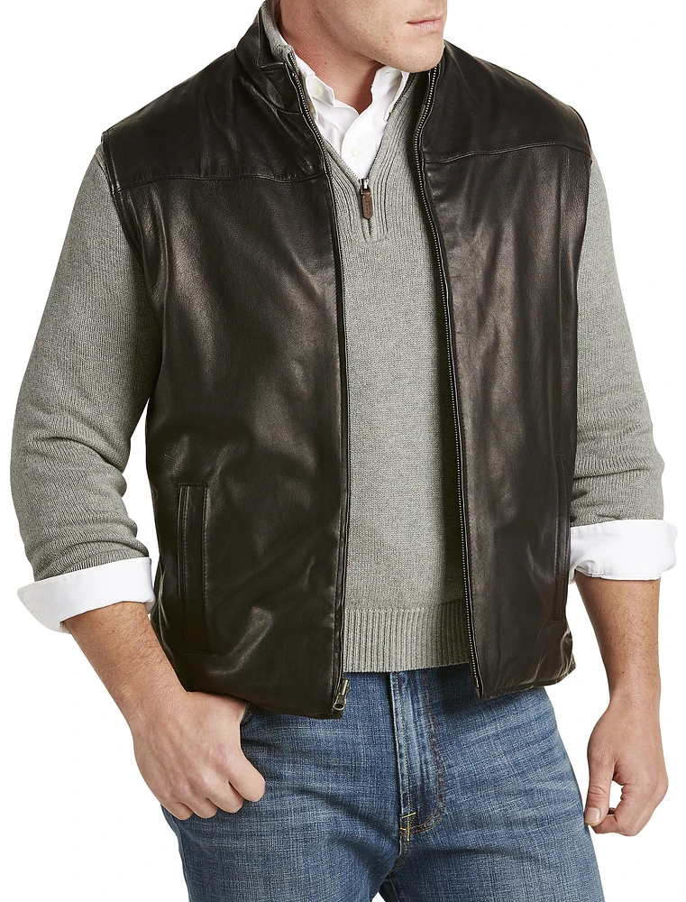Reversible Leather/Quilted Microfiber Insulated Vest