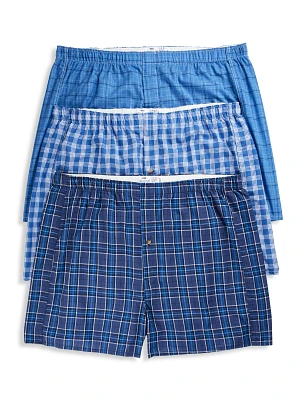 3-Pack Plaid Woven Boxers