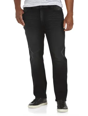 Washed Black Athletic-Fit Stretch Jeans