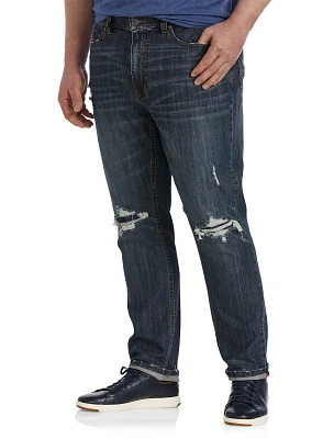 Tapered-Fit Rough Wash Destructed Jeans